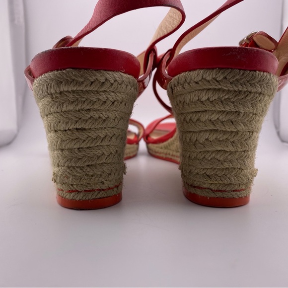Cole Haan Elisabeth Wedge Nike Air Red Leather Sandals - Picture 10 of 15